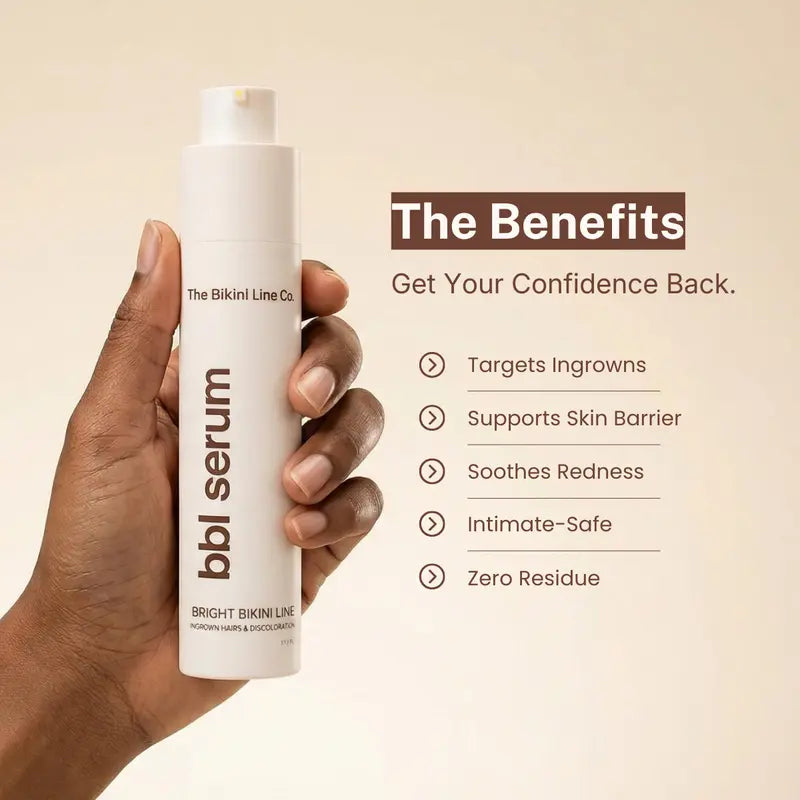 BBL Serum - Advanced 3-in-1 Solution for Bikini Line Care: Targets Ingrown Hairs, Dark Spots, Razor Bumps, and Skin Irritation with Salicylic Acid, Kojic Acid, Niacinamide, and Aloe Vera for Smoother, Brighter, and Calmer Skin Post-Shaving or Waxing