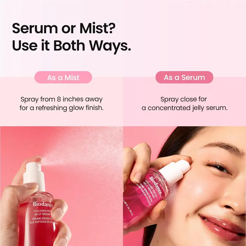 Biodance Collagen PDRN Jelly Serum Mist - Advanced Jelly-to-Mist Skincare Spray for Instant Glass Skin Glow, 24-Hour Hydration, Pore Minimization, and Enhanced Skin Barrier Recovery