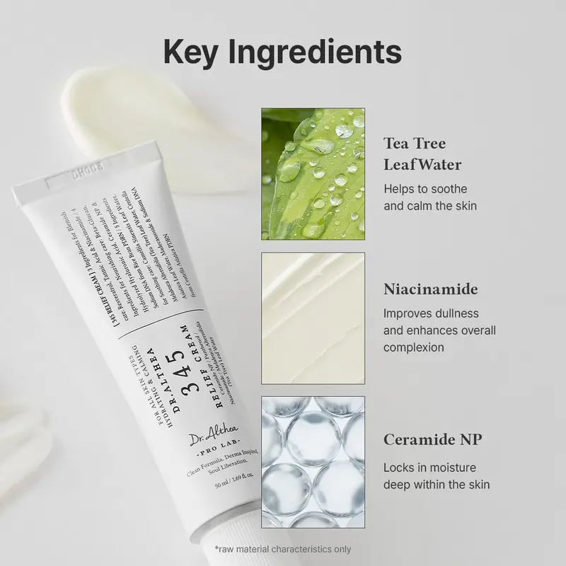 Dr. Althea 345 Relief Cream - Daily Facial Moisturizer for Blemish Relief and Soothing Recovery, Vegan Korean Skincare