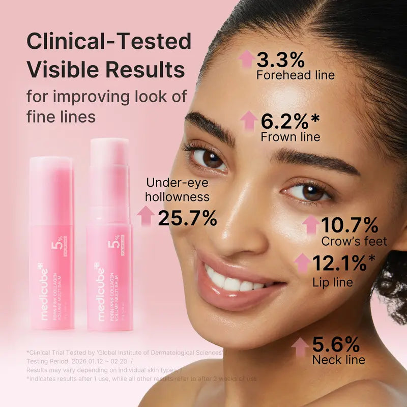 Medicube PDRN Pink Collagen Volume Multi Balm | All-in-One Volufiline, PDRN, NAD Stick for Youthful Appearance, Fine Line Reduction, Firming and Anti-Aging Care | Suitable for Under-Eyes, Neck, Forehead, Smile Lines, and Lip Care | Korean Skincare